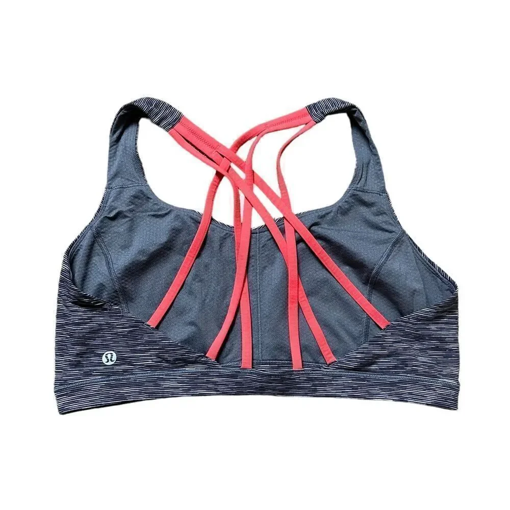 Lululemon Gray Energy Bra Athletic Workout Support Crisscross Razorback Bra